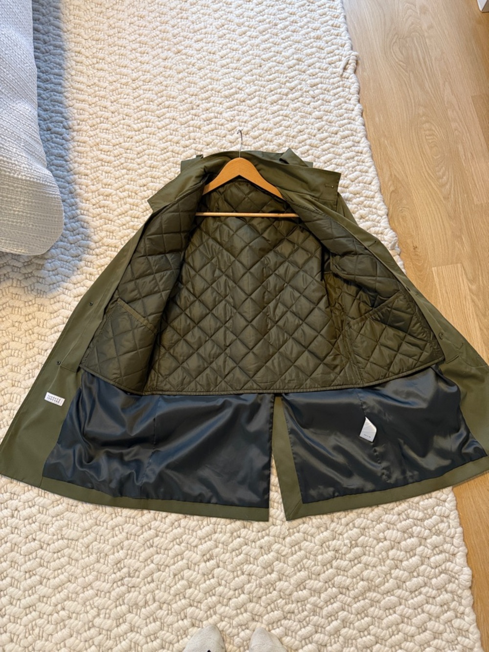 Tag on- Barney’s Olive Green Quilted Hooded Coat - Picture 9 of 16